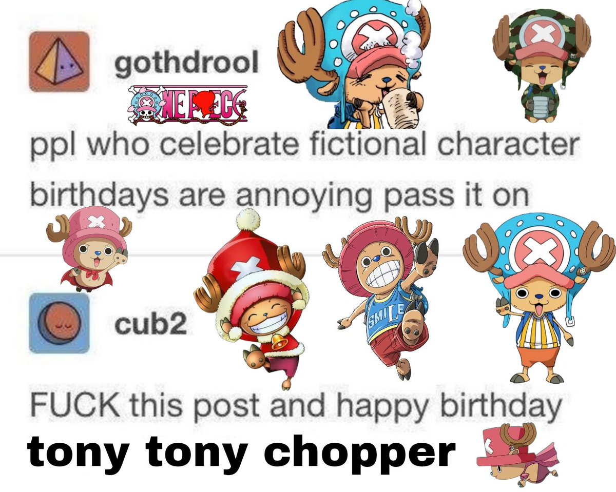 sanjiluvbot's tweet image. HAPPY BIRTHDAY TO OUR VERY OWN BOKU WA DOCTOR TONY TONY CHOPPER OMOSHIRO TONAKAI GIVE ME SOME PARTY