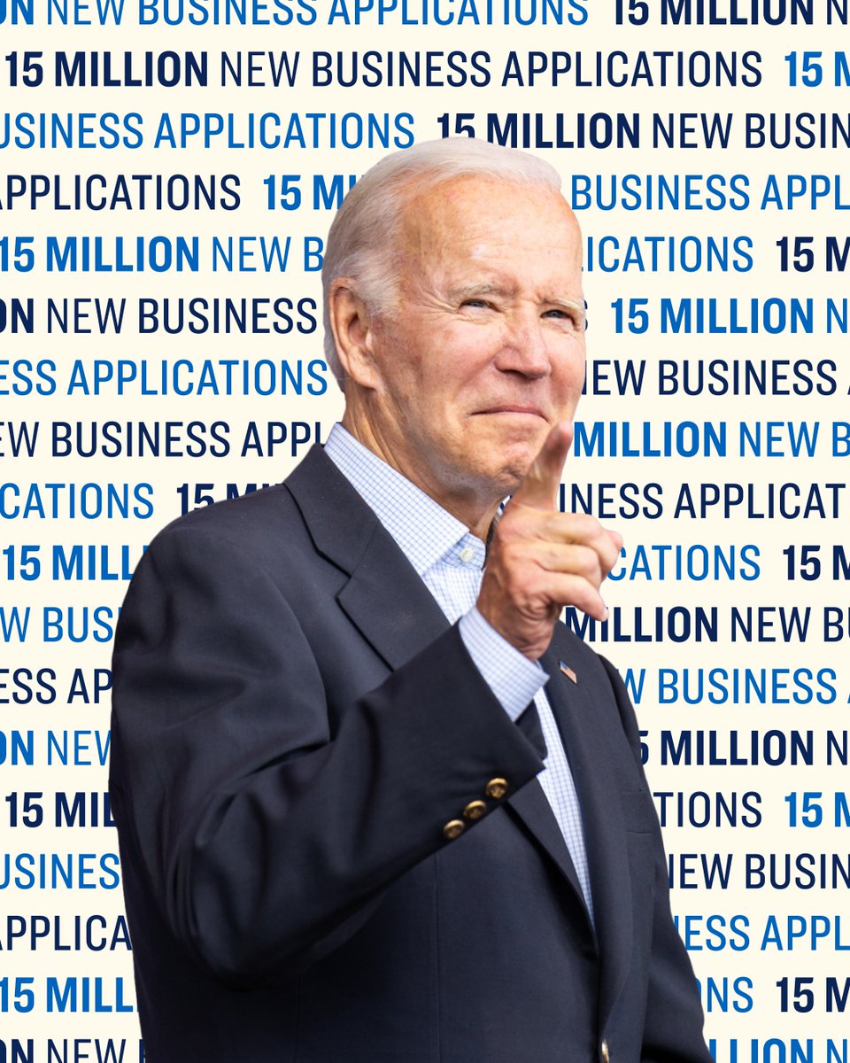 Americans have filed 15 million applications to start businesses since President Biden took office.

We’ll keep working to deliver progress for every small business across the country.