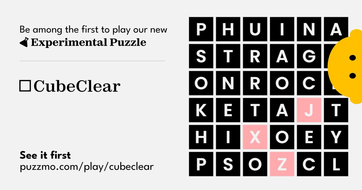 puzzmotoday's tweet image. Try our new experimental puzzle, CubeClear - unlocked for all players as a special gift, now through December 28th. Spell words to try to remove every letter from the grid!

puzzmo.com/play/cubeclear
#cubeclear #puzzmo #puzzles #wordgames #games