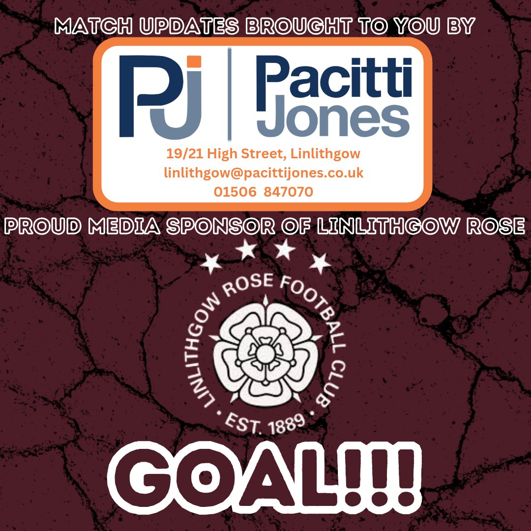 GOAL!!!!!!!! What a run down the line from Hambrook to find Alan Sneddon in the box to finish first time in to the net. GET IN!!!!!! 
Linlithgow rose 1-0 Broomhill 🌹⚽️ #HTG