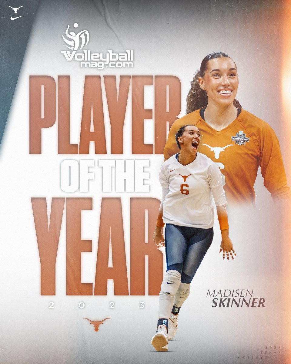 Texas Volleyball (@texasvolleyball) on Twitter photo Shined on the biggest stage 🤩
<a href="/MadiSkinnerr/">Madisen Skinner</a> is the <a href="/VBMagazine/">VolleyballMag.com</a> National Player of the Year! 🤘
#HookEm Shined on the biggest stage 🤩
<a href="/MadiSkinnerr/">Madisen Skinner</a> is the <a href="/VBMagazine/">VolleyballMag.com</a> National Player of the Year! 🤘
#HookEm