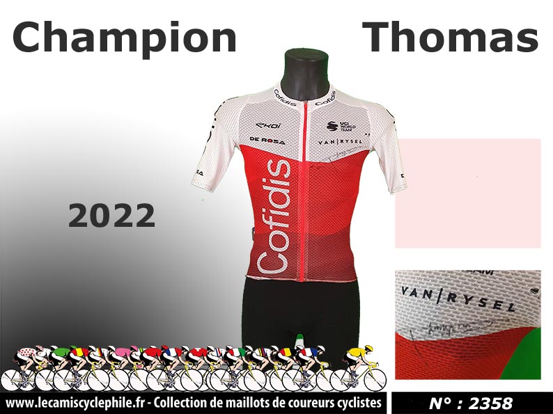 Maillot de @ChampionThomas8 équipe @TeamCOFIDIS 2022 signé. 
Découvrez ma collection de 2358 maillots sur : lecamiscyclephile.fr