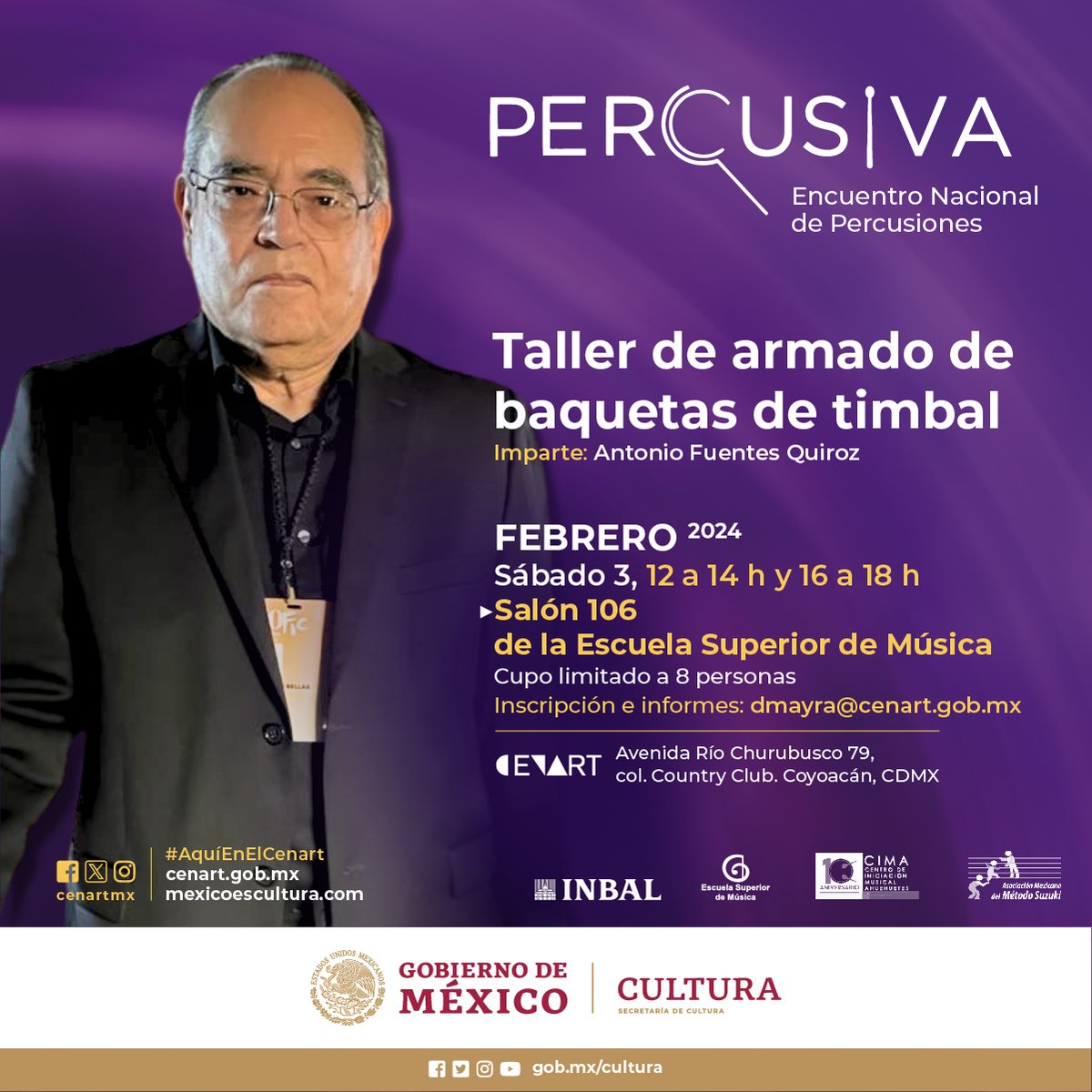 cenartmx's tweet photo. #PERCUSIVA 2024 presenta al Maestro Antonio Fuentes Quiroz: timbalista principal y jefe de la sección de percusiones de la Orquesta del Teatro de Bellas Artes; Maestro y Coordinador de la carrera de percusiones en la @DifusionESM
📌Link de registro:
https://t.co/FTrufkRncI https://t.co/Osq8teorRO