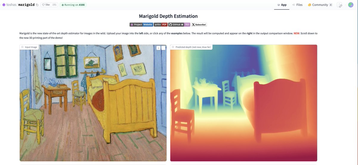 Wow Marigold 🌼 depth estimation works extremely well! 🤯

And the best thing is that the checkpoints and code are fully available for commercial use!

Try it out yourself! ⬇️⬇️