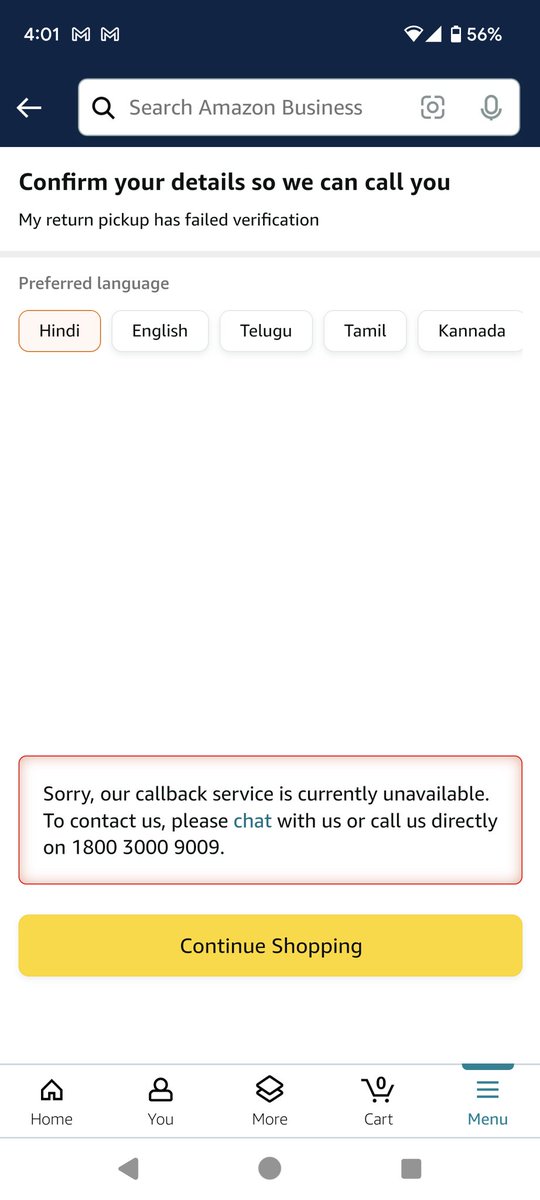 vickyarora007's tweet photo. @AmazonHelp I am not able to connect amazon support on phone. Every time I get same message . https://t.co/dx0H3qFh1y