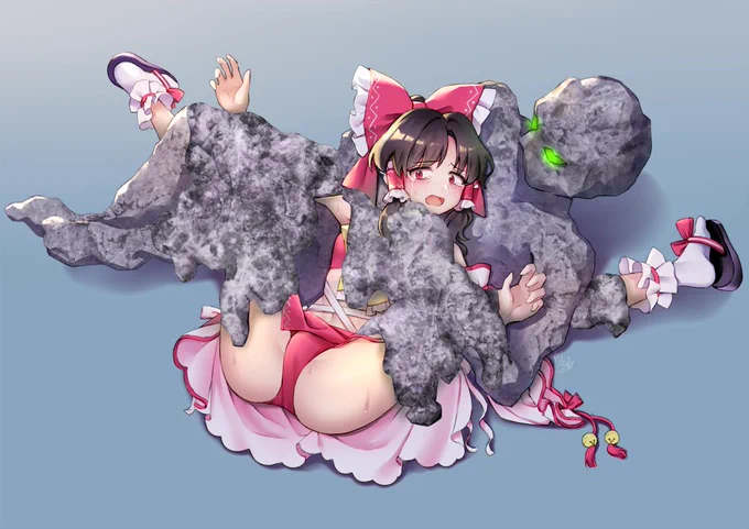 NSFWSkebリクエスト(差分の一部)岩の妖怪に石化させられちゃいそうな霊夢さん 