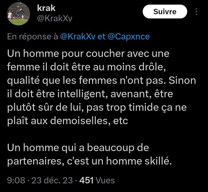 "Qualit&eacute; que les femmes n'ont pas" 😪 https://t.co/7Lls8dyEGm