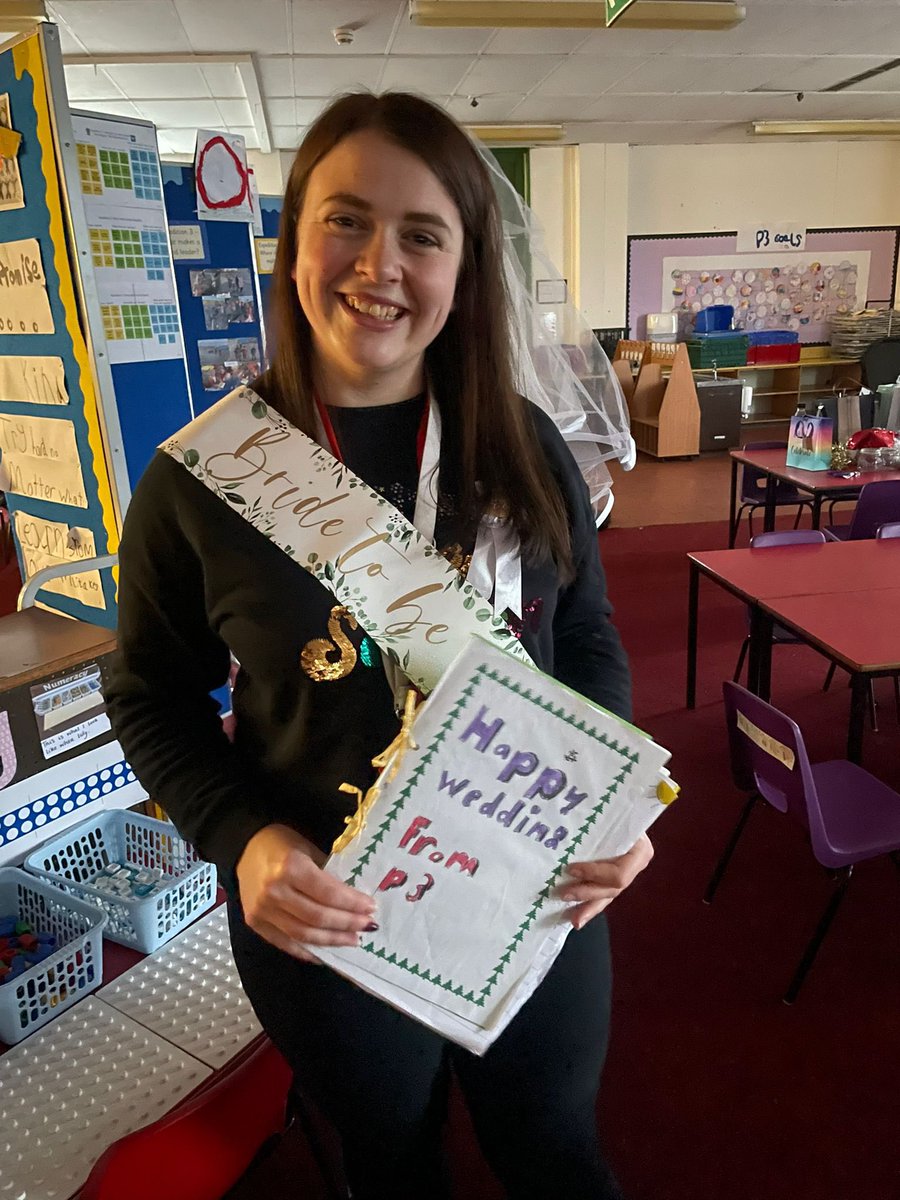 Yesterday in P3 we celebrated a very special moment of having Miss Law for the last time before changing her name to Mrs Clayson. P3 surprised her with a wee gift and special written messages and pictures in a book! P3 wish Miss Law all the happiness for her big day! @DycePrimary
