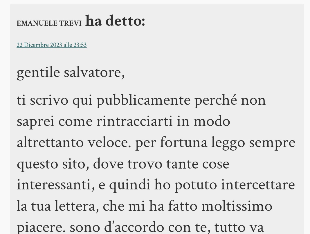 Emanuele Trevi, commento lasciato su @minimaetmoralia ❤️