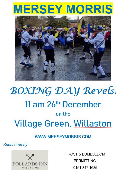 Now in our 31st year, we will be revelling on the green, #Willaston, from 11am on #BoxingDay with the generous support of <a href="/PollardsWirral/">Pollards Inn Wirral</a> Do not miss the spectacle!