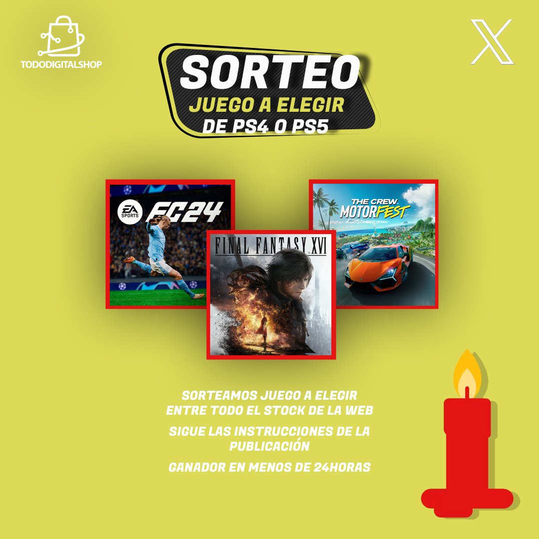TDigitalShop's tweet photo. 🎉 ¡SORTEO DE JUEGO DIGITAL! 🎮

¿Quieres llevarte GRATIS un juego para PS4 o PS5? ¡Es tu oportunidad! Participa y elige el juego digital que más te guste 🕹️.

👉Cómo participar:
1️⃣Sigue nuestra cuenta. 
2️⃣Haz retweet a este post. 

🗓️ Ganador mañana.

¡Buena suerte a todos! 🍀 https://t.co/lzTo3dpWJu