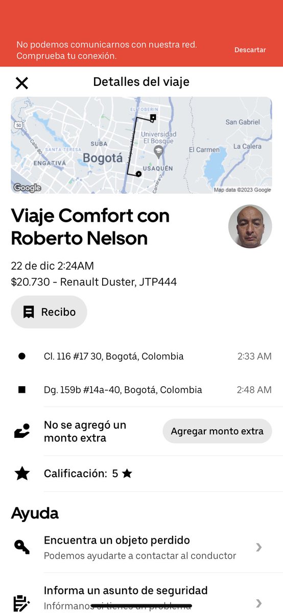 jpcristancho's tweet photo. Pero por la desidia de Uber Colombia en contestar no me e podido contactar con él imposibilitando obtener el teléfono  adjunto pruebas de la inoperancia del servicio al cliente por parte @Uber_Col que falta de gestión no e recibido la primera llamada 👇 https://t.co/ZhghCEWQfH