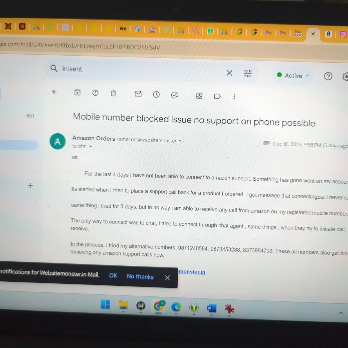 vickyarora007's tweet photo. @amazonIN Mobile number blocked by amazon . Can't connect support. 5 days no reply.? https://t.co/4OjqYkpSNn
