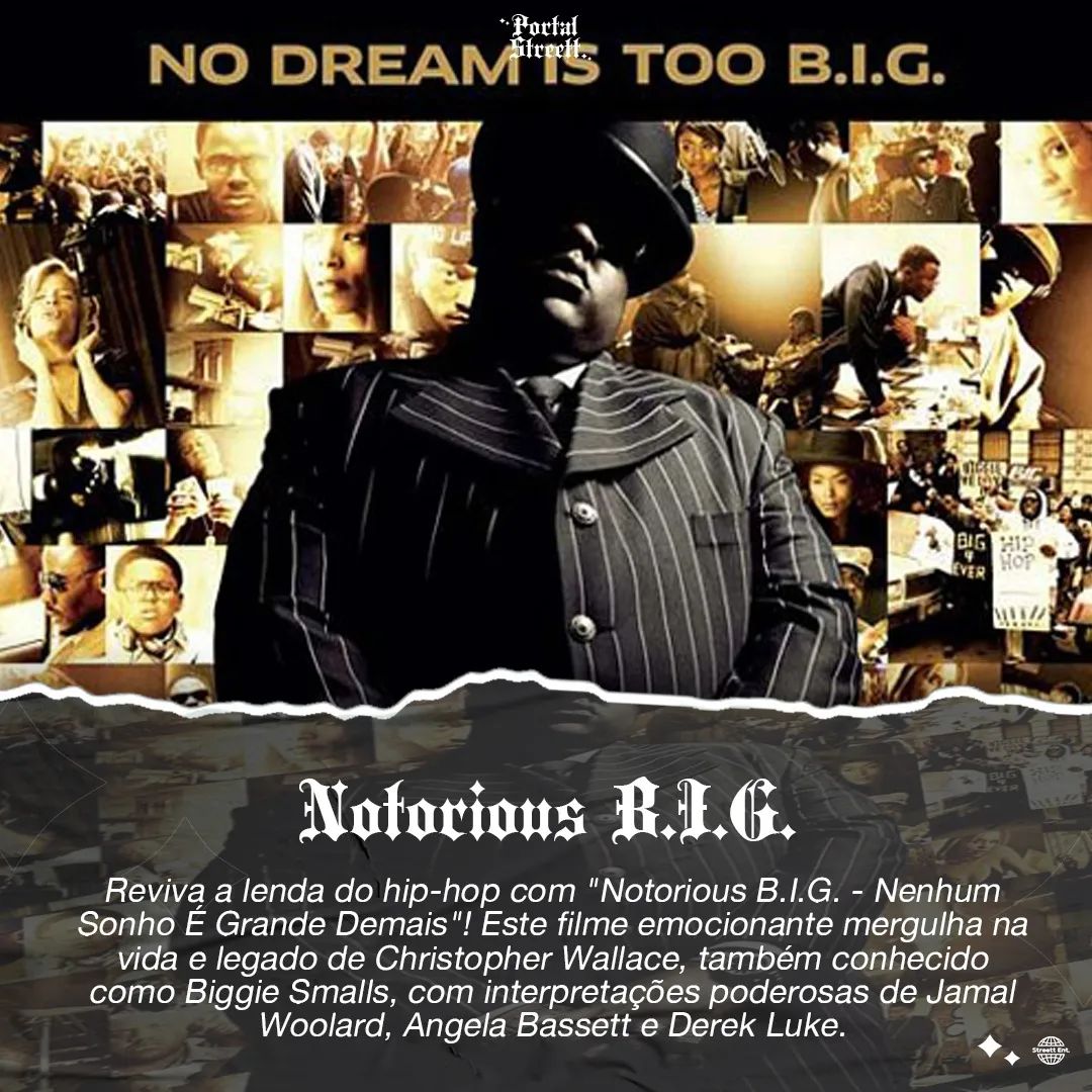 PortalStreett's tweet photo. A história nos leva aos bastidores do crescimento meteórico de Biggie no mundo da música, desde sua infância no Brooklyn até se tornar uma das figuras mais influentes do rap. Com uma trilha sonora que ressoa com clássicos, o filme captura a essência do hip-hop dos anos 90. https://t.co/biRyx8FQjO