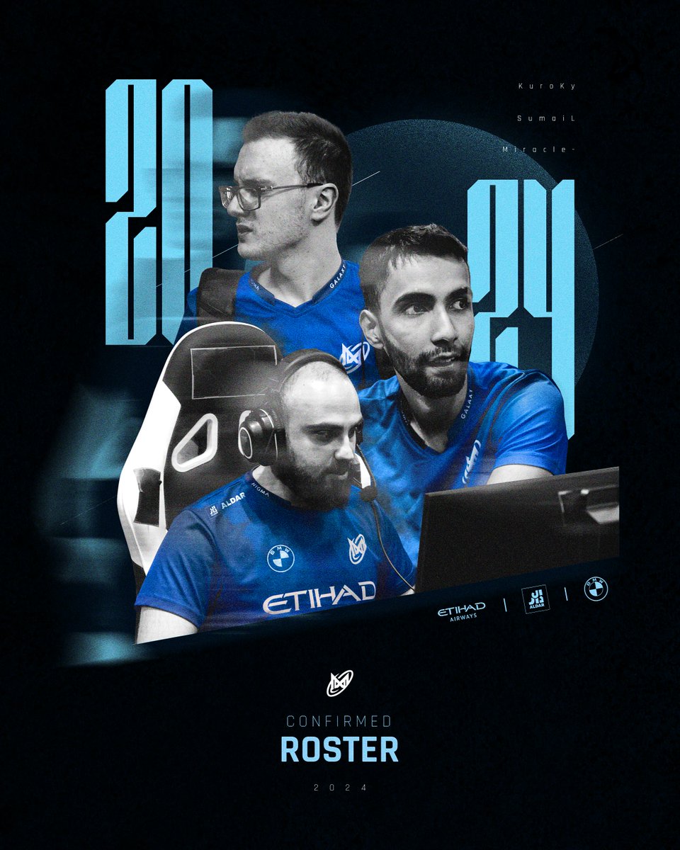 NigmaGalaxy's tweet photo. Our confirmed roster for 2024🌟

Expect our Pos 3 &amp; 4 before the New Year! https://t.co/bZGWVvnOSq