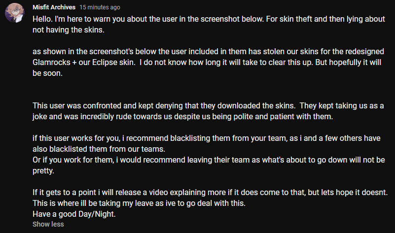 moonsh1ne3artz's tweet photo. Important announcement from the channel. 
the screenshots will be in the replys of this tweet. https://t.co/etWSXyCZ4O