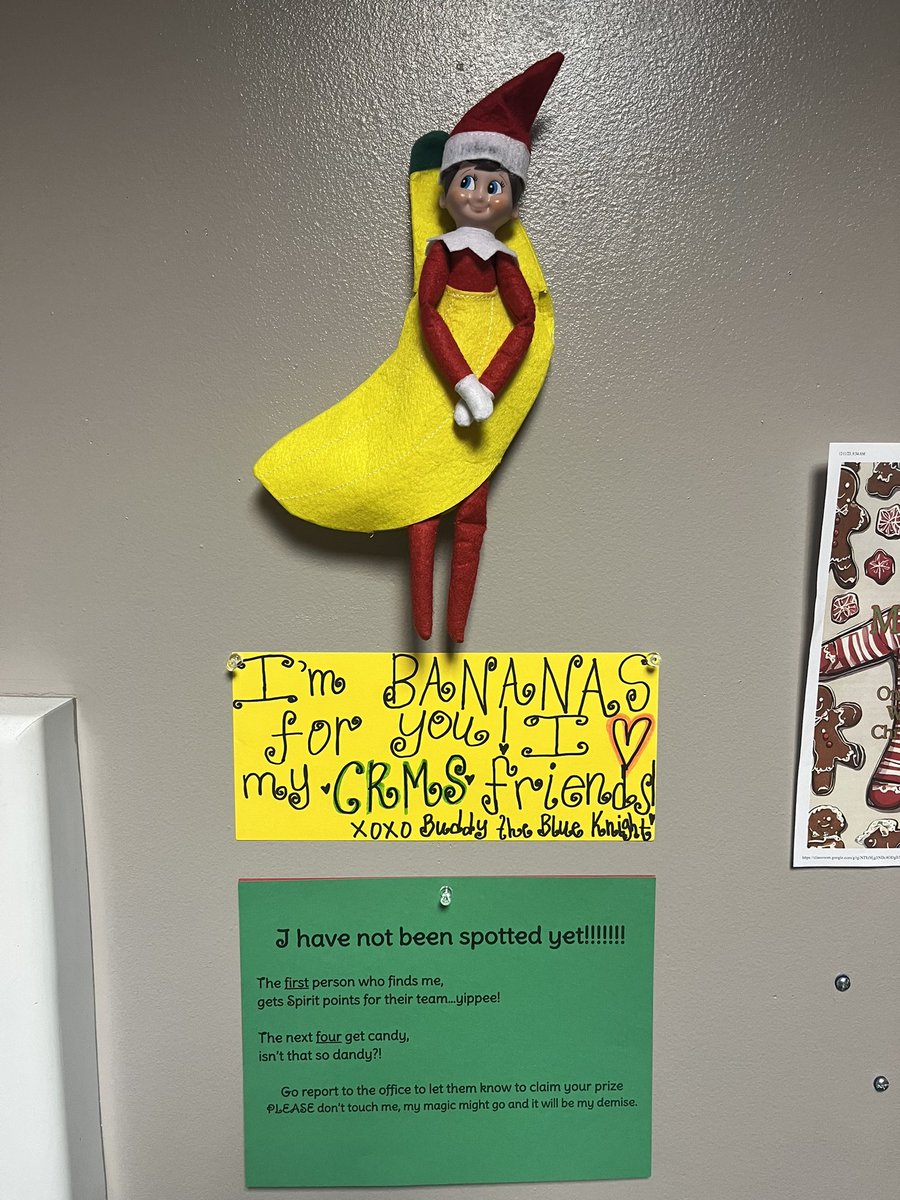 CRMSBlueKnights's tweet photo. Buddy, the CRMS elf, had a wonderful time this year checking in on all its students. https://t.co/os9Vw6k17F
