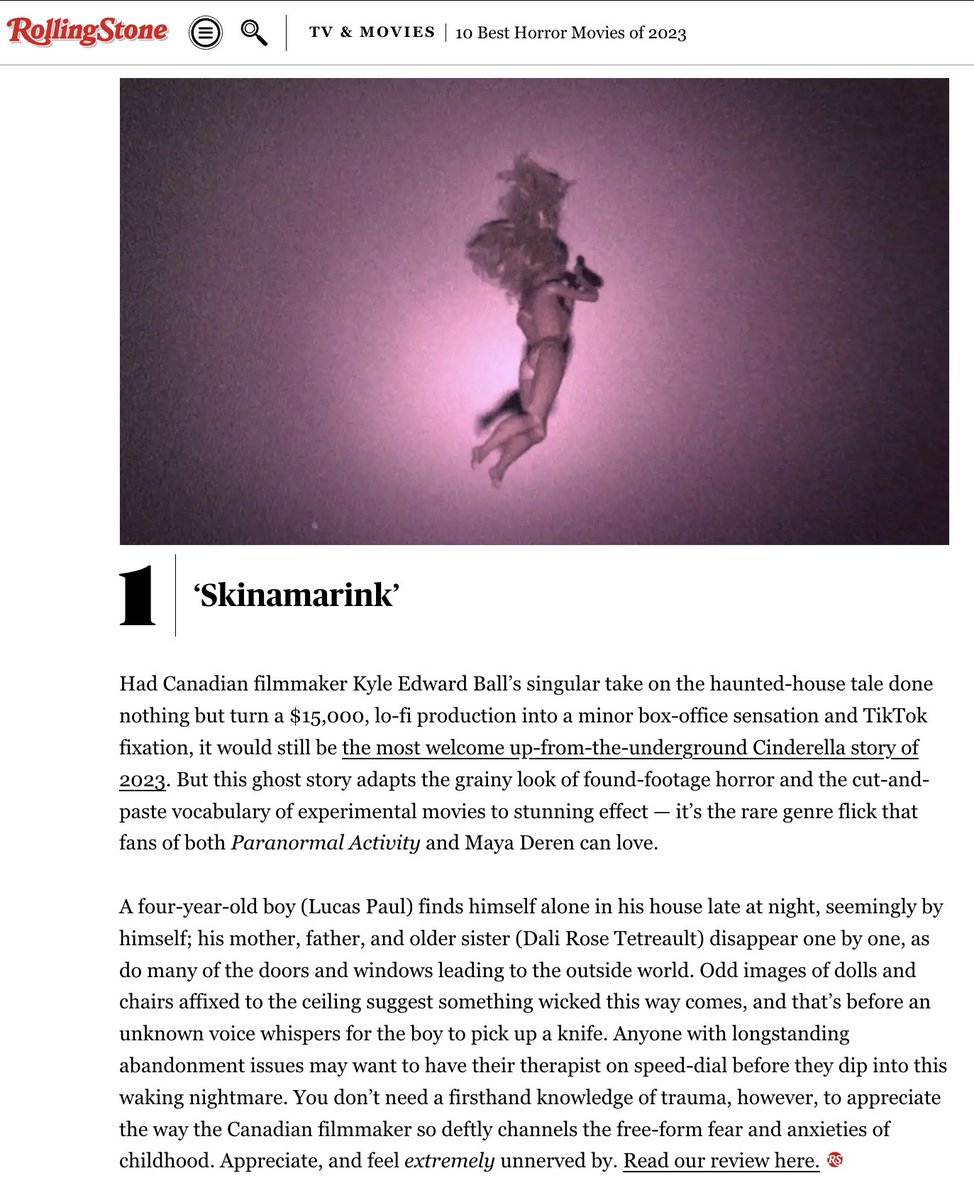 dmbatlle's tweet photo. La revista Rolling Stone (la original de Estados Unidos) publicó su TOP 10 de películas de terror de 2023 y CUANDO ACECHA LA MALDAD quedó segunda solo detrás de Skinamarink.
https://t.co/mEztmndSJy https://t.co/ckFTMWgXTO