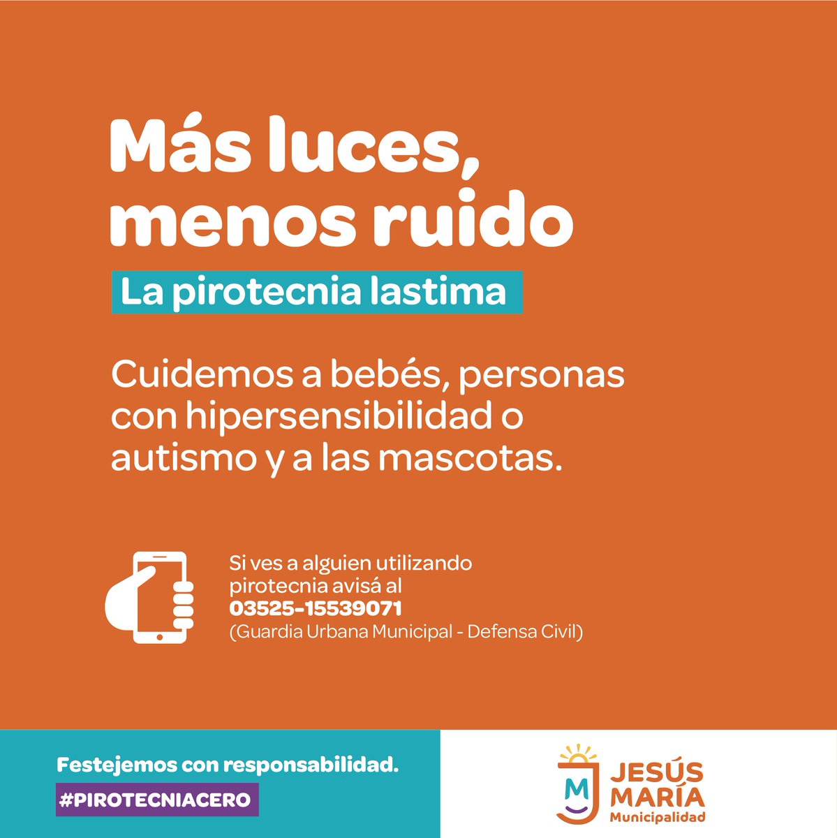 MunicipalidadJM's tweet photo. Celebremos las fiestas cuidando a los que más queremos, sin pirotecnia 🧨❌.

#PirotecniaCero 🚫 https://t.co/O8hV7U8kB0