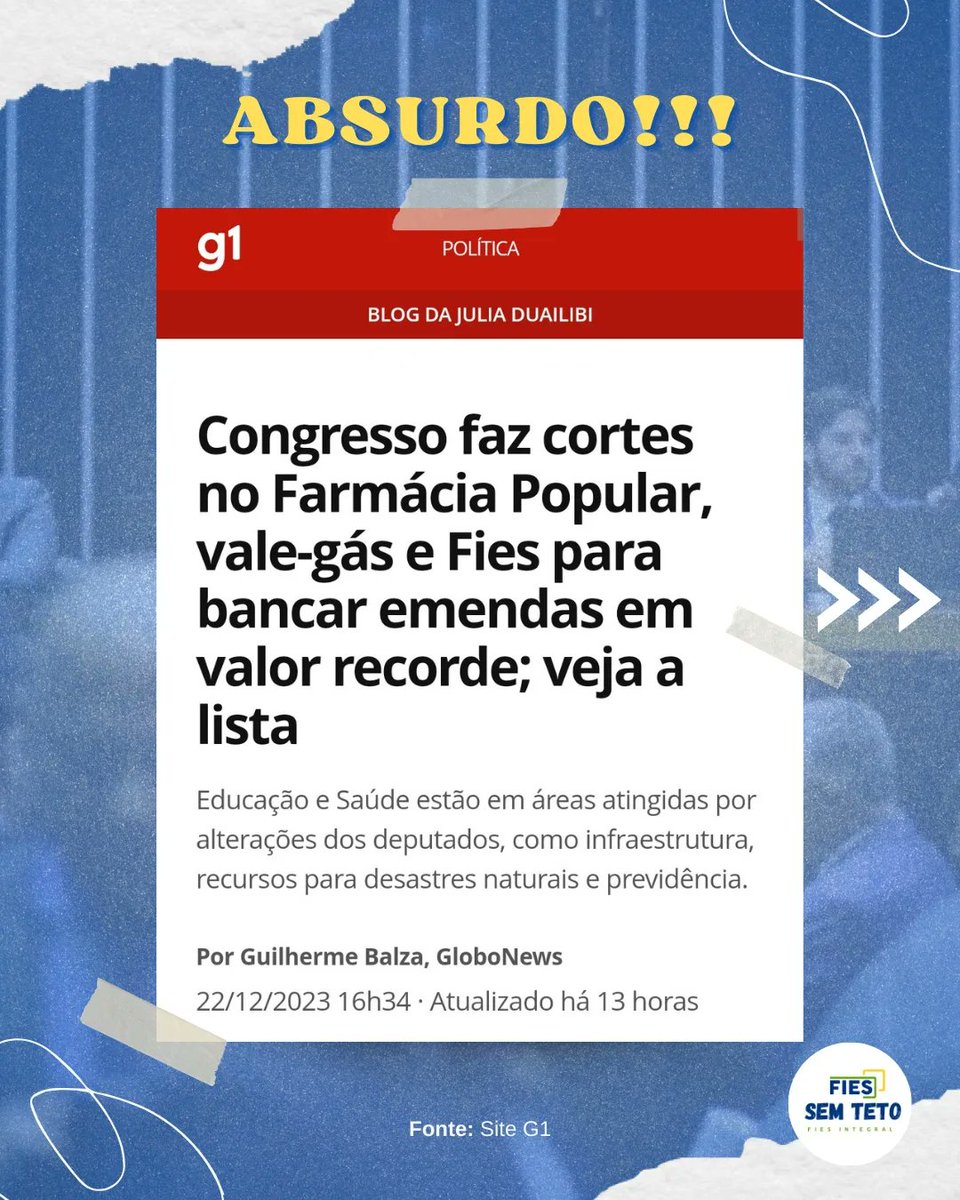 fiessemteto's tweet photo. CORTE DE 41 MILHÕES NO FIES ??? ABSURDO ⚠️ https://t.co/n8E2obpkEr