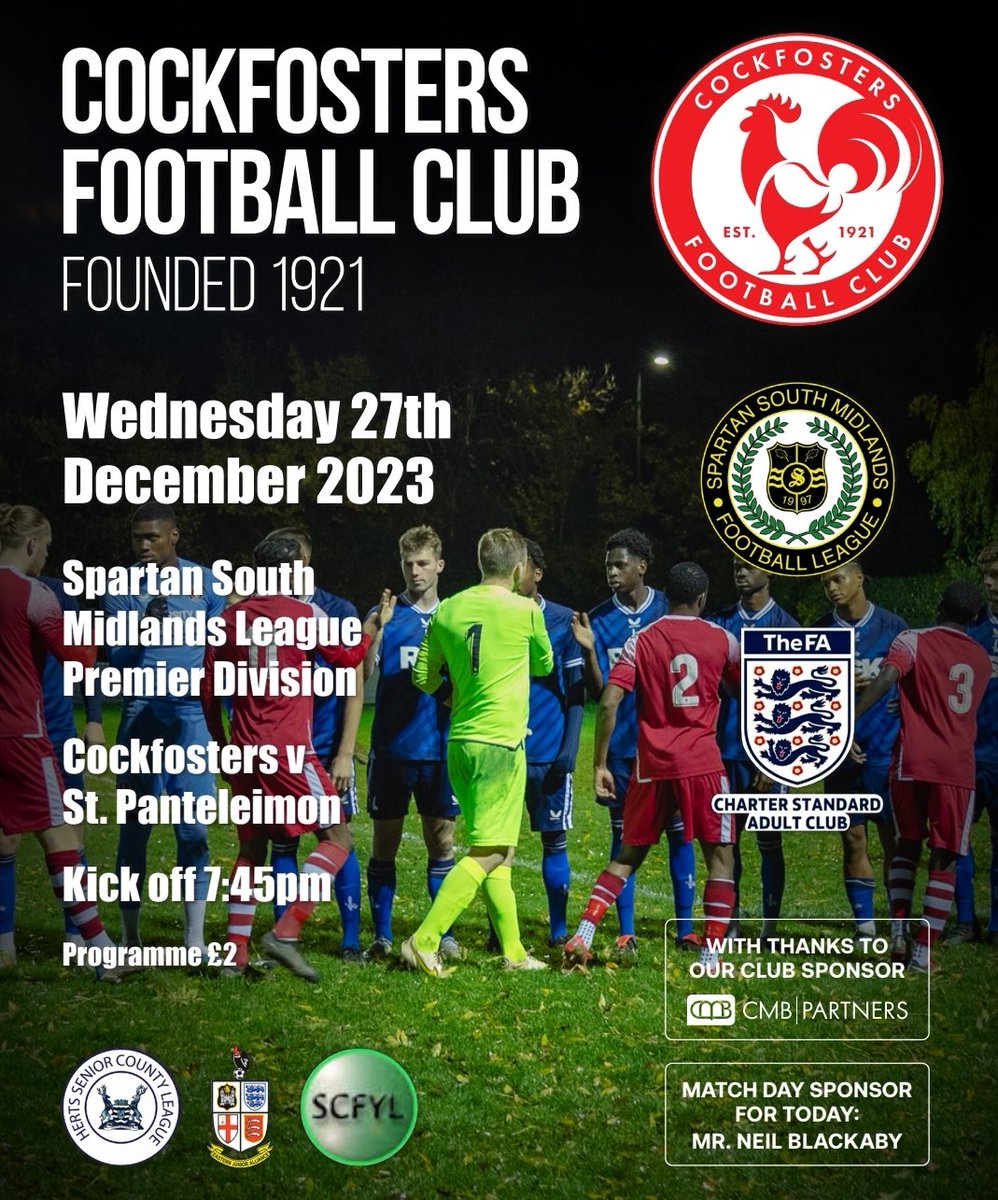Cockfosters FC (@cockfostersfc) on Twitter photo Next up & for our final game of the season, we host <a href="/StPanteleimonFC/">St. Panteleimon F.C.</a> at Chalk Lane on Wed 27 Dec. With our visitors sitting in 3rd, 3 places above us in the league & both teams in form it should be a cracking game!
Bar will be open from 6. C u at The Lane ππ
πΌβ½οΈ
Up the cocks π Next up & for our final game of the season, we host <a href="/StPanteleimonFC/">St. Panteleimon F.C.</a> at Chalk Lane on Wed 27 Dec. With our visitors sitting in 3rd, 3 places above us in the league & both teams in form it should be a cracking game!
Bar will be open from 6. C u at The Lane ππ
πΌβ½οΈ
Up the cocks π