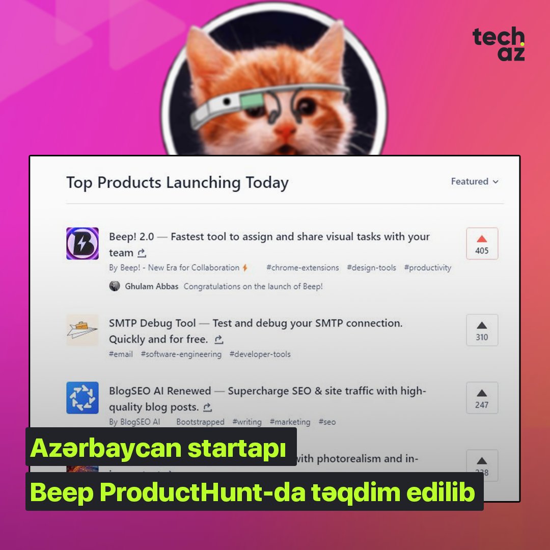 Azərbaycan startapı Beep ProductHunt-da təqdim edilib

Təfərrüatlar: shorturl.at/ivCFS

#techaz #news #startup