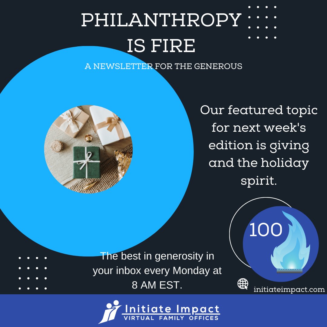 Next week's "Philanthropy is 🔥" is about giving and the holiday spirit.

Merry Christmas 🎄

#giving #generosity #holidays #impact #philanthropy
