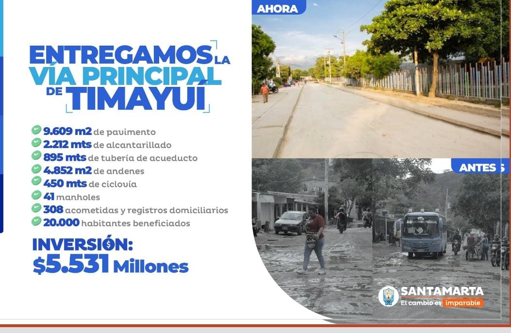 EdusSMR's tweet photo. #ObrasDelCambio 67.284 m2 de pavimento fueron reconstruidos con el Programa de Malla Vial que lideró el Gobierno del Cambio de la alcaldesa @VirnaJohnson transformando la calidad de vida y la movilidad de las familias samarias. https://t.co/rv9nF3yF34
