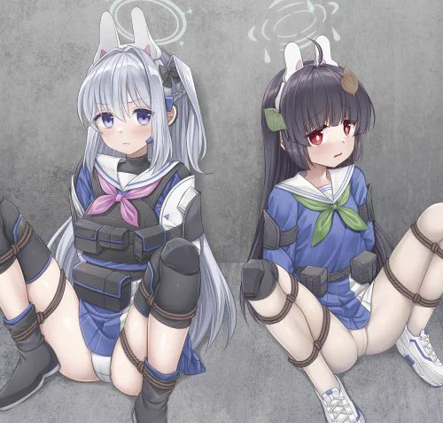 捕まっちゃったミヤコとミユ(ブルアカ)C103のコピー本の表紙にするかも 
