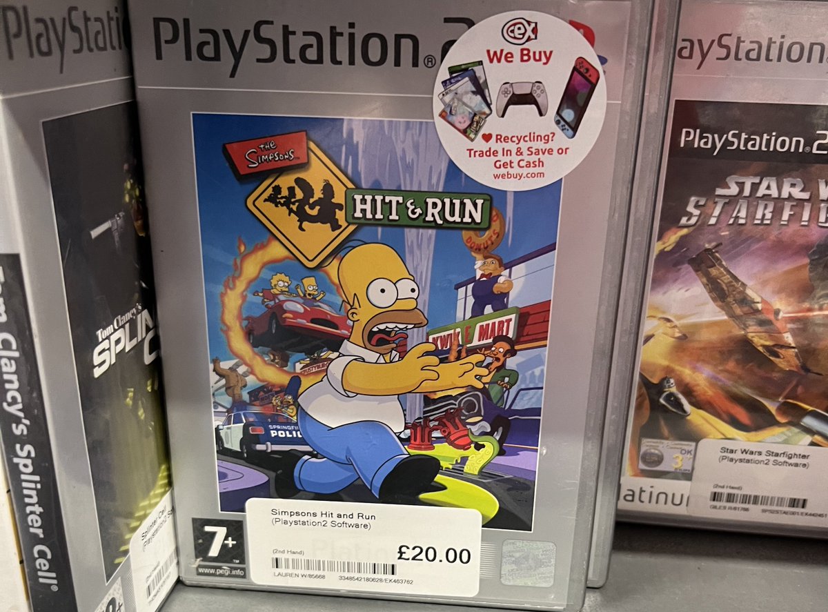 in a world where most PlayStation 2 games in CEX cost 50p, it is pretty incredible that Simpsons Hit & Run STILL sells for £20 (worth every penny though of course, maybe 2024 will be the year i buy another PS2 rather than a PS5…)