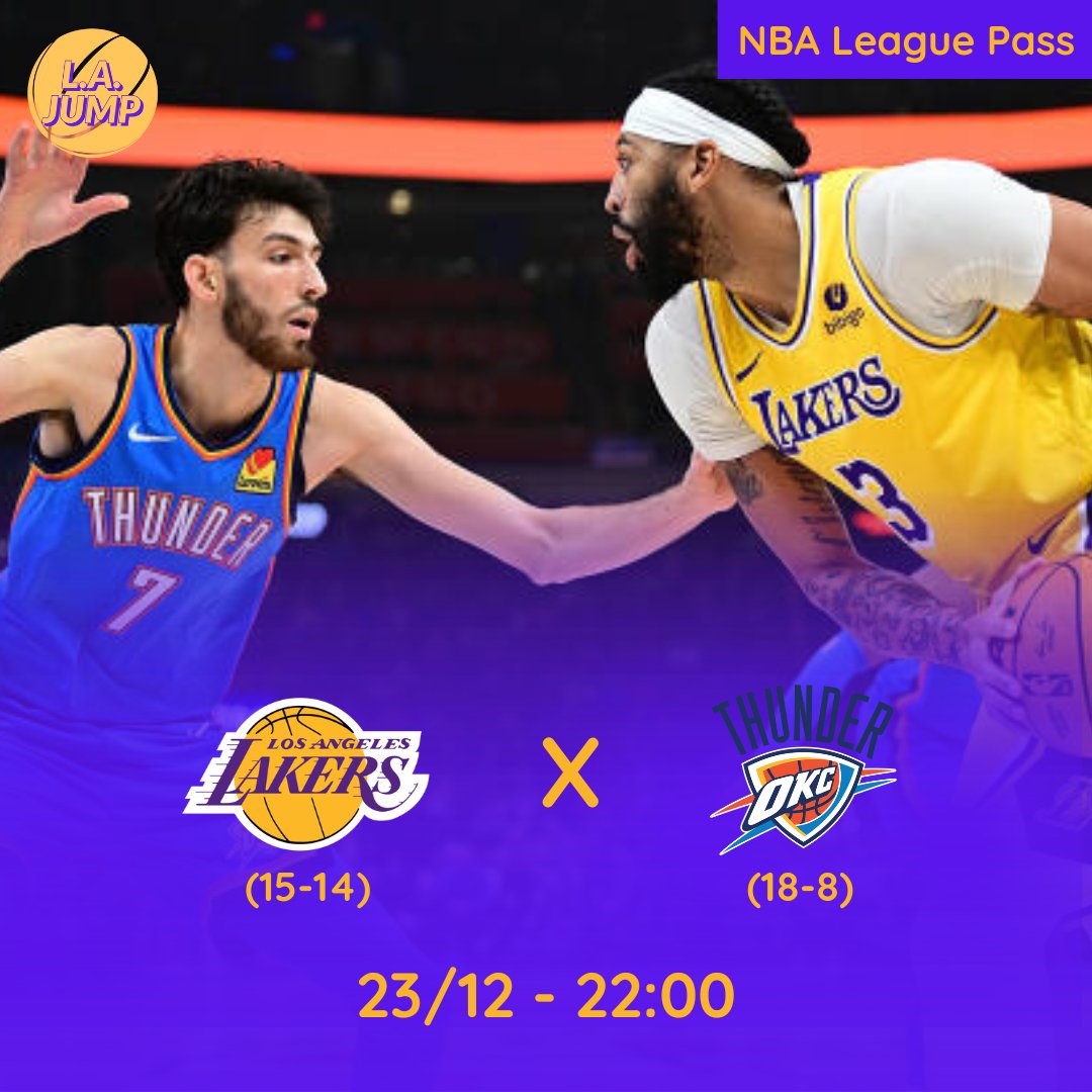 LAJUMP_'s tweet photo. Hoje tem Los Angeles Lakers em quadra!

🆚️ Oklahoma City Thunder
🏟 PayCom Center
⏰ 22:00
📺 NBA League Pass https://t.co/YApHaTdc2t