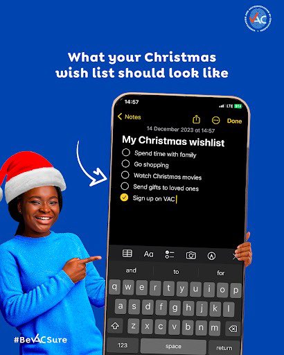 bevacsure's tweet photo. It’s the yuletide season and signing up on VAC should be part of your wish list to benefit from the value propositions

Enjoy the festivities! What’s your Christmas wish list? Let us know in the comments. 🎄

#BeVACSure
#VerifyDocumentsOnVAC
#BeVerified https://t.co/Ta1pXH3Nm4