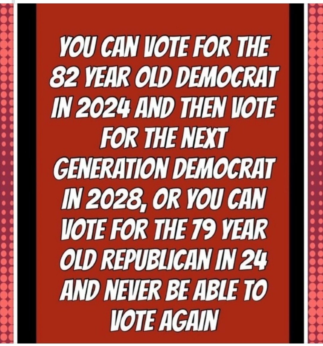 #tRumpSmells 
Vote Democrat just this once, and you'll have the freedom to vote whoever you want in '28. Vote for the 79 year old republican who SMELLS, and you will never be able to vote again.