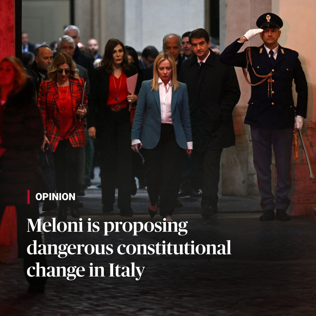 OPINION: Italian PM Giorgia Meloni has proposed a change to the constitution reminiscent of that made a century ago by Benito Mussolini that paved the road to dictatorship.⁠ ⁠ It would be a mistake for Europe to look away now.⁠ 🔗 bit.ly/3NygcHd ⁠