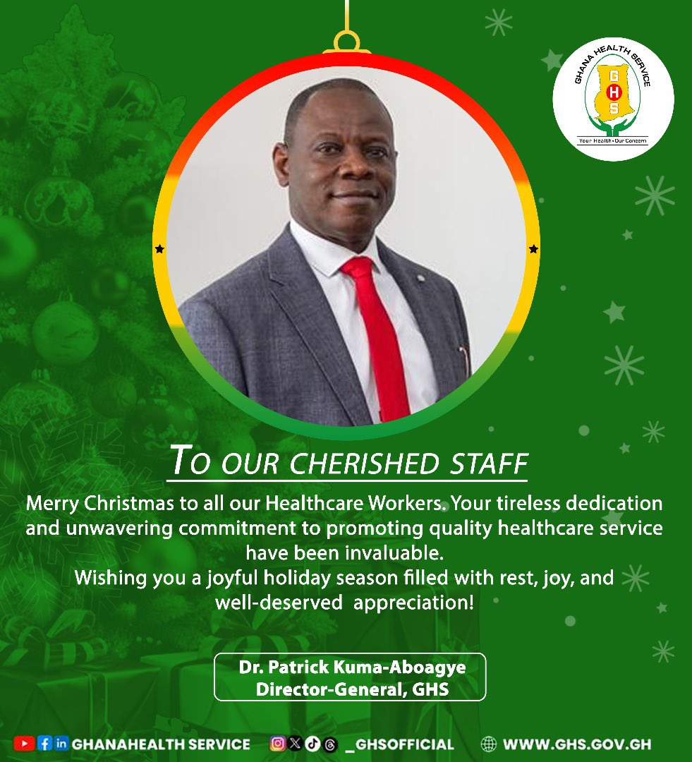 _GHSofficial's tweet photo. Happy Holidays from the Ghana Health Service
#yourhealthourconcern https://t.co/Xne5NixyHt