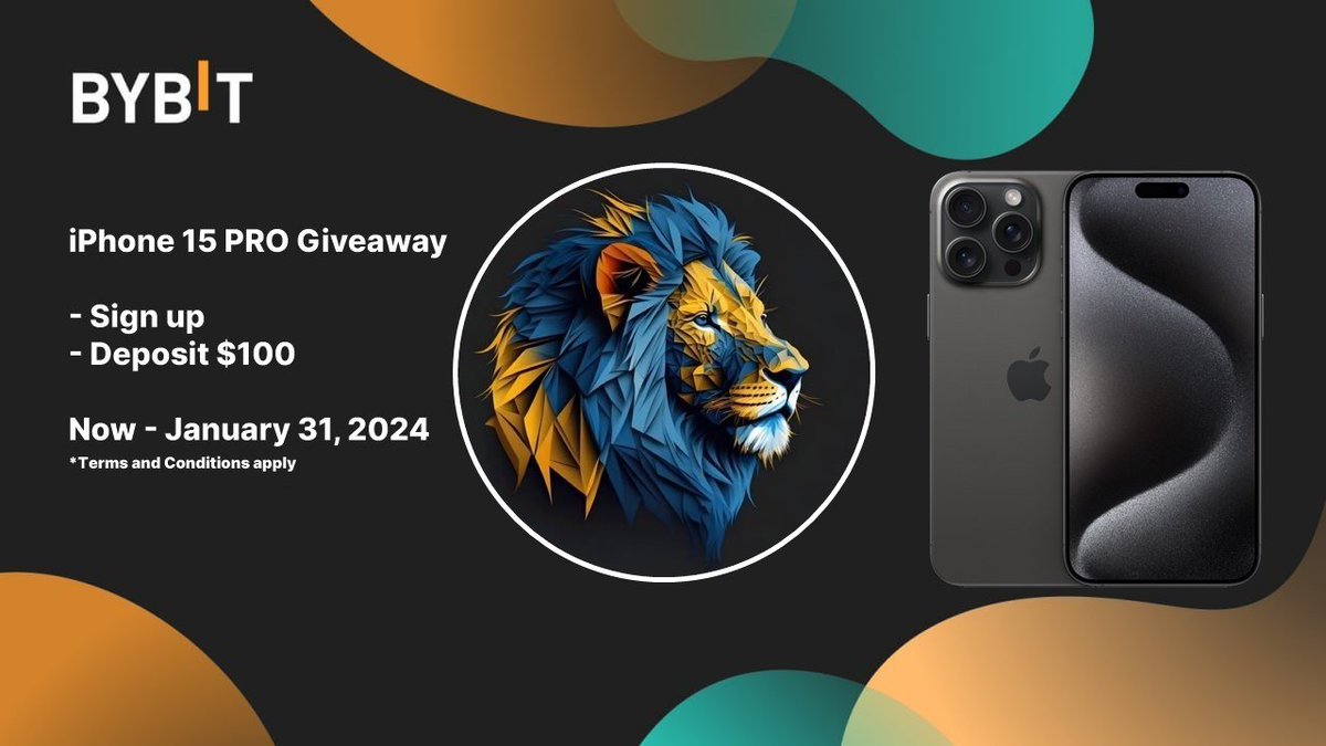 Anbessa100's tweet photo. BYBIT x ANBESSA: iPhone 15 PRO Giveaway📱🦁

How to stand a chance to win:
- Sign up here: https://t.co/F8GKYMJAjd
- Deposit at least 100 USDT. No withdrawals for at least 7 days. Trading and depositing more is allowed.

Additional airdrop in Rewards hub for everyone!
- $10 Deposit blast off airdrop
- $10 welcome gift coupon

📆 Now - January 31, 2024
🔃 Distribution: Within 1 month after the campaign ends