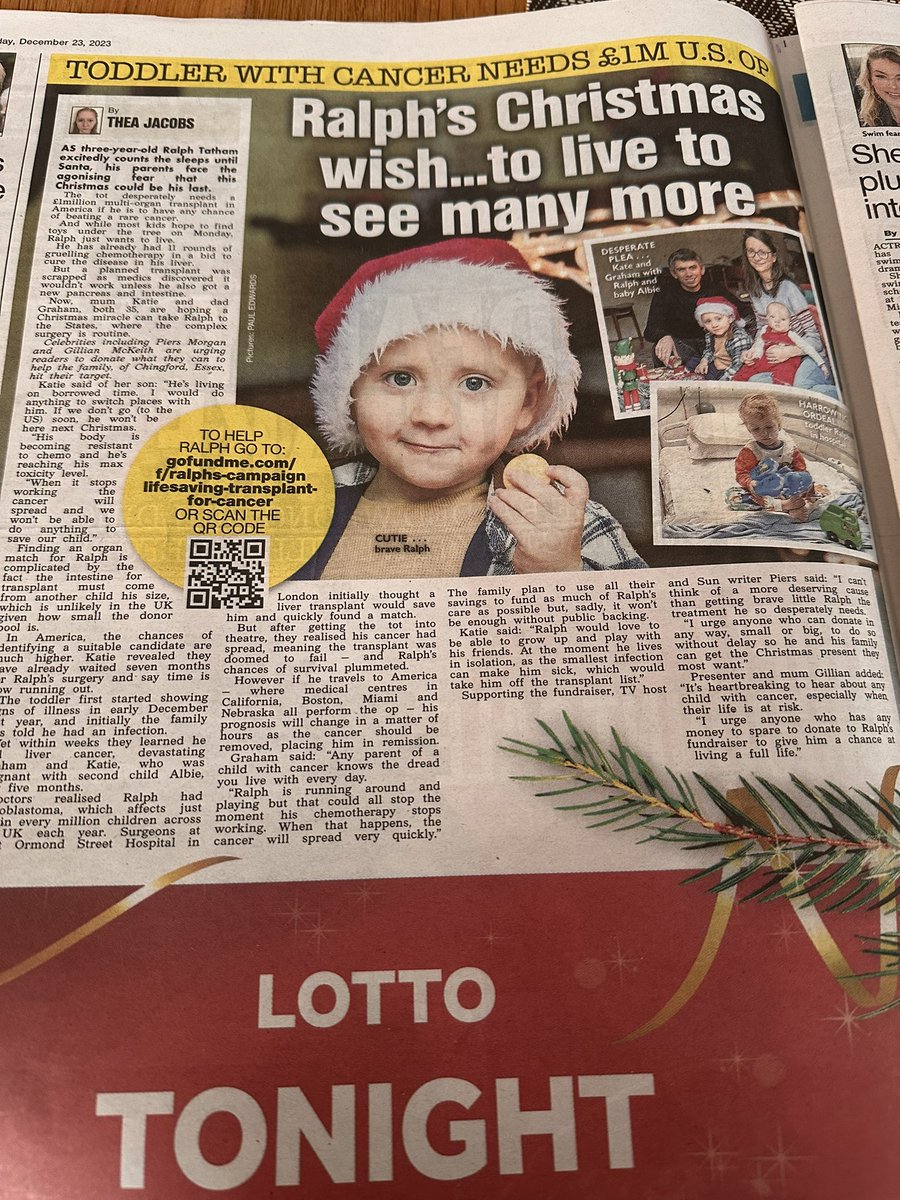 ralphscampaign's tweet photo. @TheSun thanks for your coverage today of @ralphscampaign - could we please ask you to tweet a link to the article to your 2m followers and help us achieve our Christmas miracle? https://t.co/Tq0tLCweuK https://t.co/3ohpOdk8q3