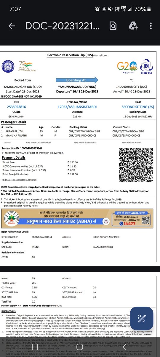 PruthiArpan's tweet photo. Dear @IRCTCofficial @RailMinIndia 
Today I'm travelling from YJUD to JUC and I selected the preference to WS seat while booking and you alloted me the WS seat but in reality its middle seat. What's going on ?
@abplive @aajtak @DainikBhaskar @punjabkesari https://t.co/yMrYxTqGOE