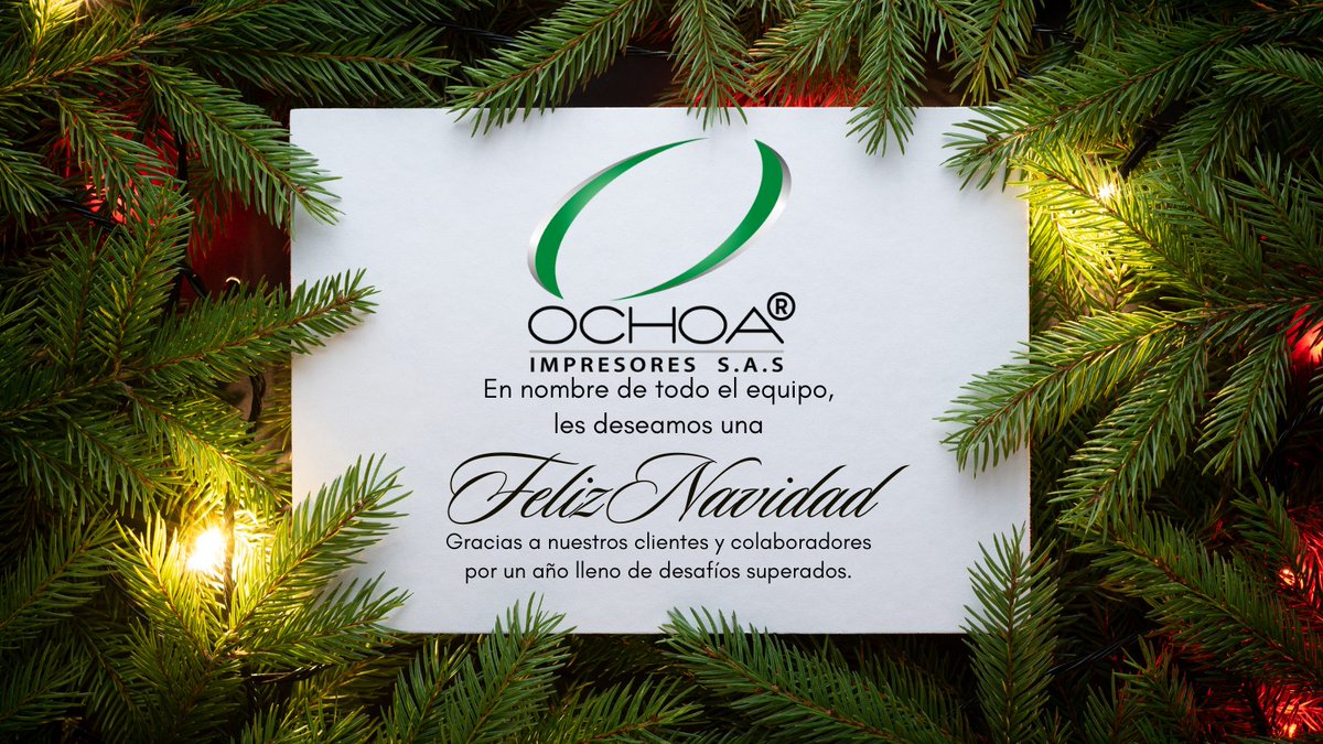 ¡Felices fiestas! Que esta temporada de Navidad llene tu corazón de alegría y tu hogar de amor. En Ochoa Impresores, agradecemos tu confianza durante todo el año. ¡Que tengas unas fiestas llenas de luz y un próspero año nuevo! 🎄✨