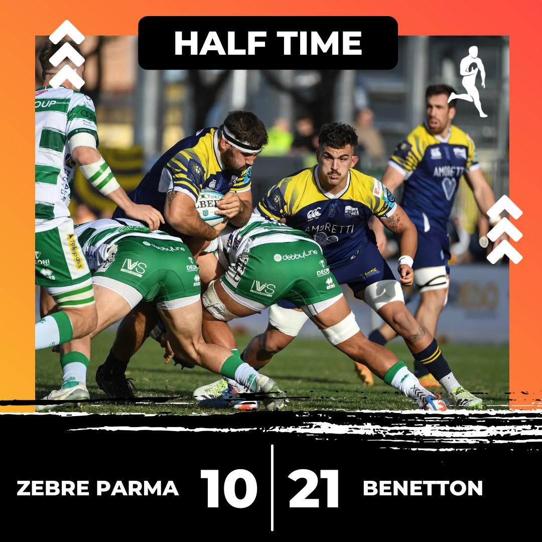 3 Converted tries put Benetton in front at the break. #BKTURC #URC | #ZEBvBEN Follow the 2nd half action live📲 onelink.to/2ys565