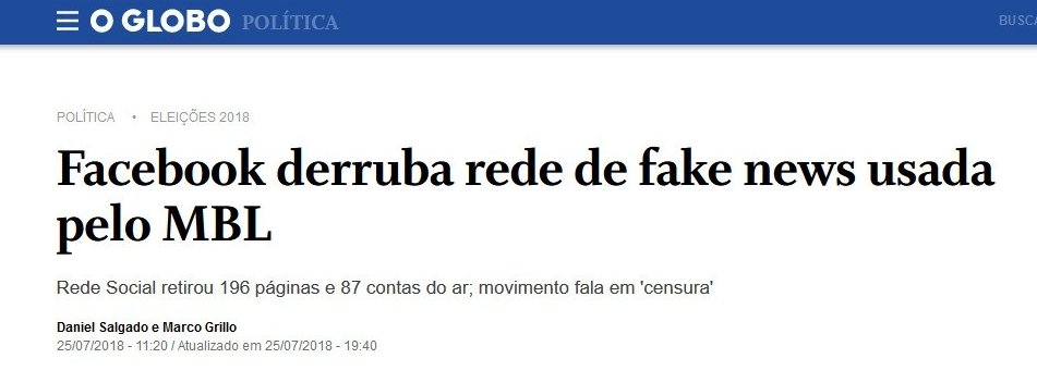 IMPORTANTE: em 2018 "O Globo" trouxe esta notícia aqui sobre Fake News. Agora o mesmo movimento está pedindo que "denunciem" a Choquei. Eu vou deixar um desafio aqui para eles: que tal deixarmos as diferenças políticas de lado e defendermos uma legislação que proteja as pessoas
