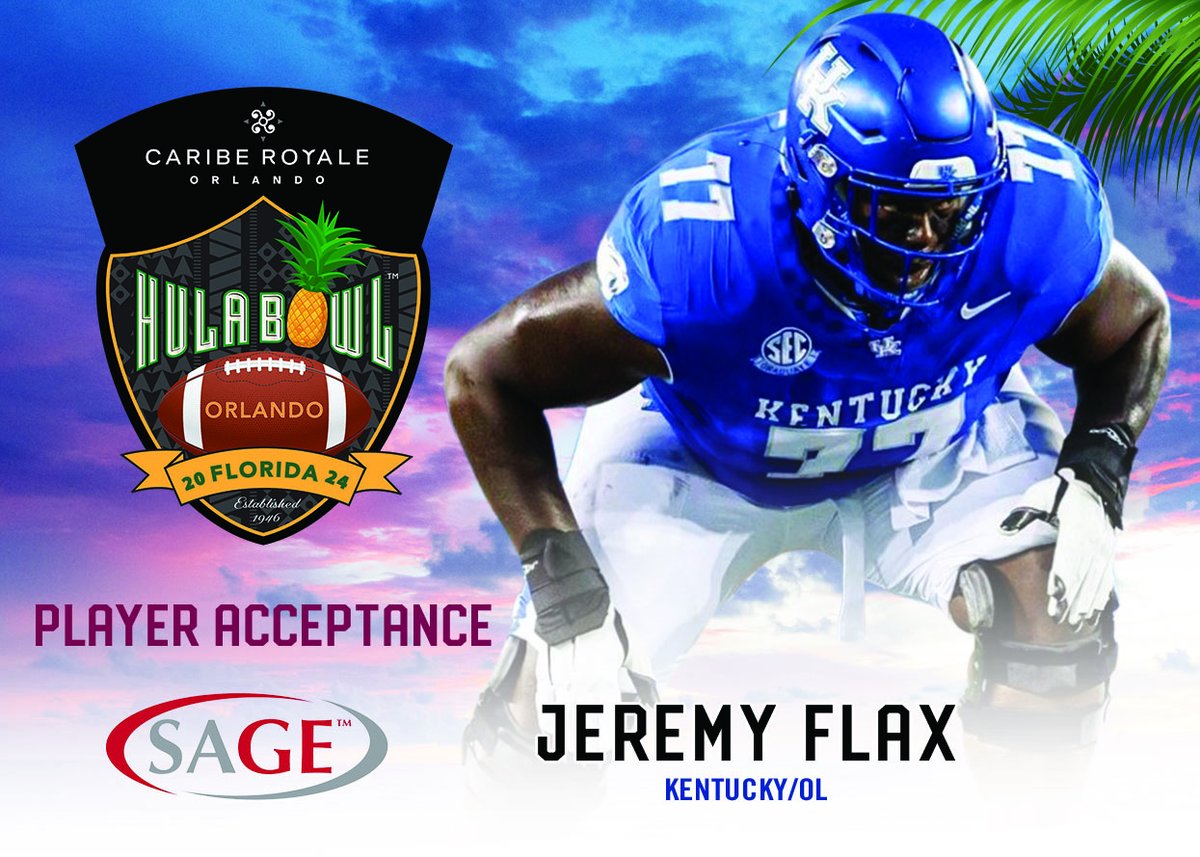 Jeremy Flax @FlaxnotFlex the tenacious offensive lineman from @UKFootball accepted his invitation to the 2024 @CaribeRoyale Orlando #HulaBowl @sagecards @DraftDiamonds