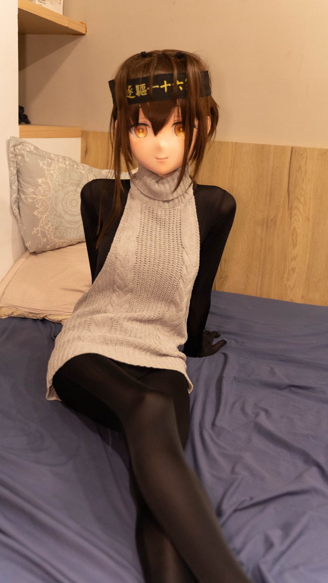 Yuan__Kig's tweet photo. 穿這種羞恥的衣服...
是我們之間的祕密喔！
#初月
#艦隊これくしょん 
#kigurumi 
#着ぐるみ 
#童貞を殺すセーター https://t.co/MXZ8dbsht0