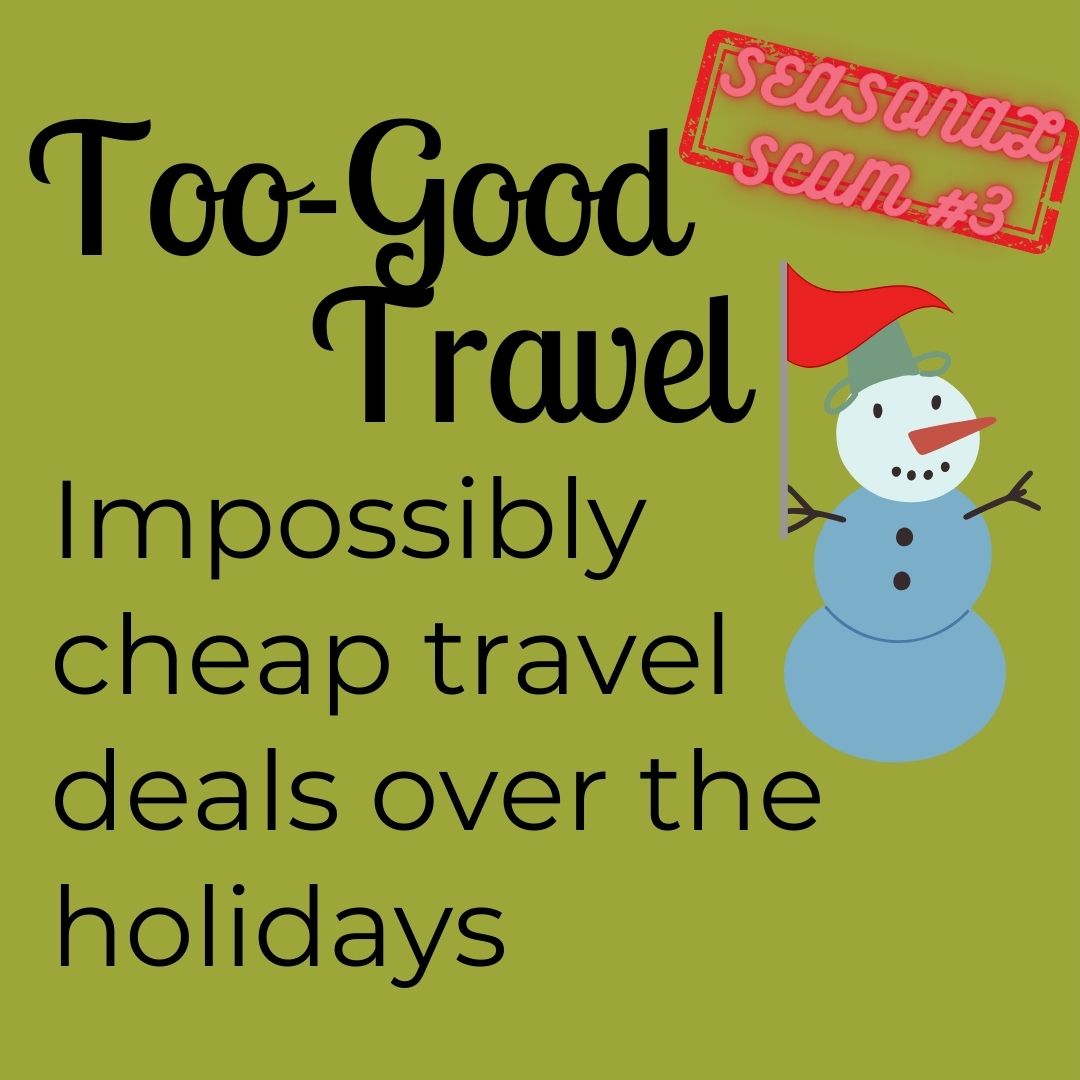 F12Net's tweet image. Beware these seasonal scams... too-good travel!
Unbelievable deals on fabulous travel destinations are too good to be true. (Bummer!) Make sure to plan your next destination on trusted travel sites to avoid any complications.  
#Cybersecurity #TravelScam #Holiday #ScamAwareness