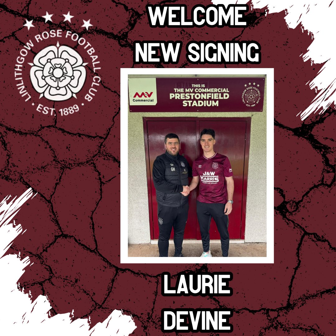 🌹🌹 SIGNING NEWS 🌹🌹

The Club is delighted to announce the signing of 23 year old attacker Laurie Devine from Blackburn United F.C.

Manager Gordon Herd said:

“We’re delighted to add Laurie to the squad, he can play all across the front line and hopefully continue his goal