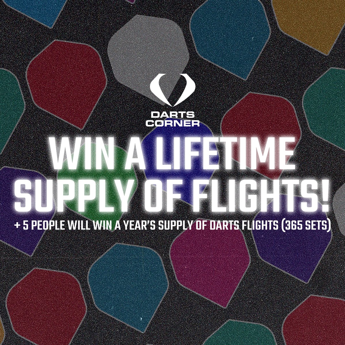 🚨 COMPETITION: WIN a LIFETIME supply of flights (3000 sets)! + 5 people will win a year’s supply of dart flights! (365 sets)

To be in with a chance of winning, Follow Darts Corner, Like &amp; RT this post!

Closes on 28/12/ (12noon GMT). T&amp;Cs on Facebook.

#WeGetDarts #Giveaway