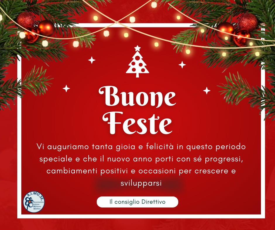 info_AiMuSe's tweet photo. Vi ringraziamo per la fiducia che ci accordate continuamente e per il sostegno alle nostre iniziative.

Buone Feste 🎄☃️

da parte di tutto lo staff Aimuse

Cogliamo questa occasione per informarvi che le attività di Aimuse saranno sospese dal 22 dicembre al 6 gennaio 2024. https://t.co/XUypgDHYc3
