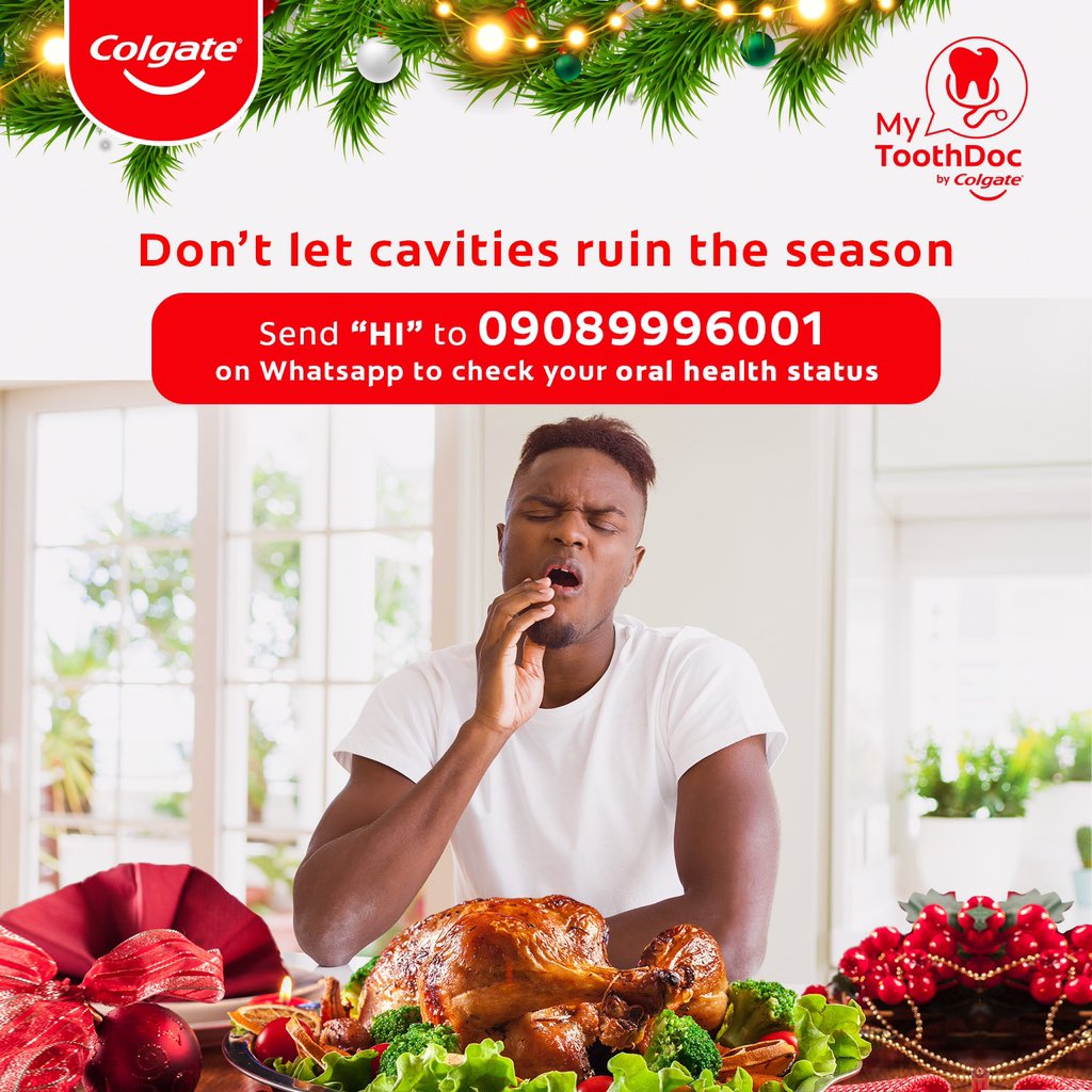 colgate_ng's tweet photo. The season of smiles is best enjoyed with cavity free teeth. Chat the AI dentist on WhatsApp for FREE dental consultation.
#ColgateSeasonOfSmiles #WhatsAppDentist #MyToothDoc https://t.co/A31Nedca19