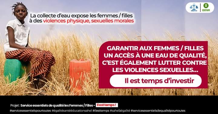 Combattons pour garantir l'accès à l'eau, car c'est essentiel pour protéger les femmes des violences qu'elles subissent en allant chercher de l'eau. #campagnedigitale 
#ServicesEssentielsPourToutes_IlsEstTemps
Sahel Égalité - 227 
Wildaf Afrique de l'Ouest 
Wildafniger
