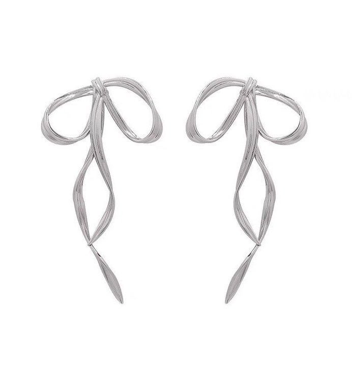 silver bows earrings